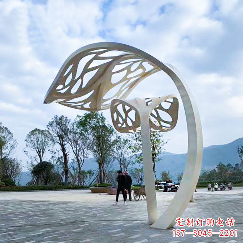 烟台精致的不锈钢树叶雕塑