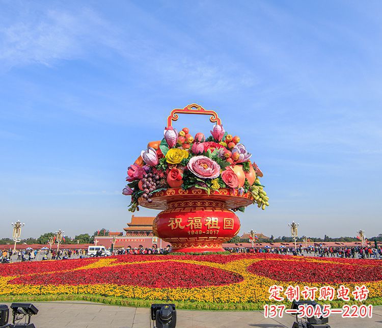 烟台广场大型不锈钢花篮雕塑