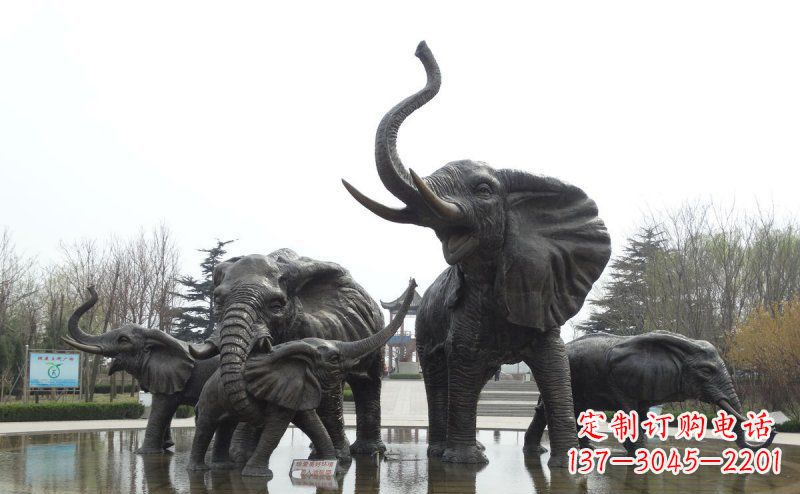 烟台广场仿真大象玻璃钢动物雕塑