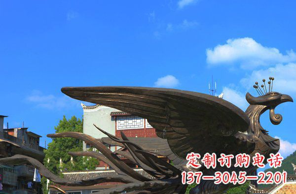 烟台广场凤凰动物铜雕