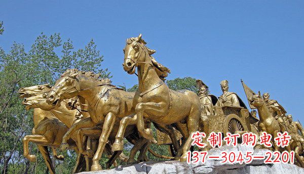 烟台广场古代马车景观铜雕