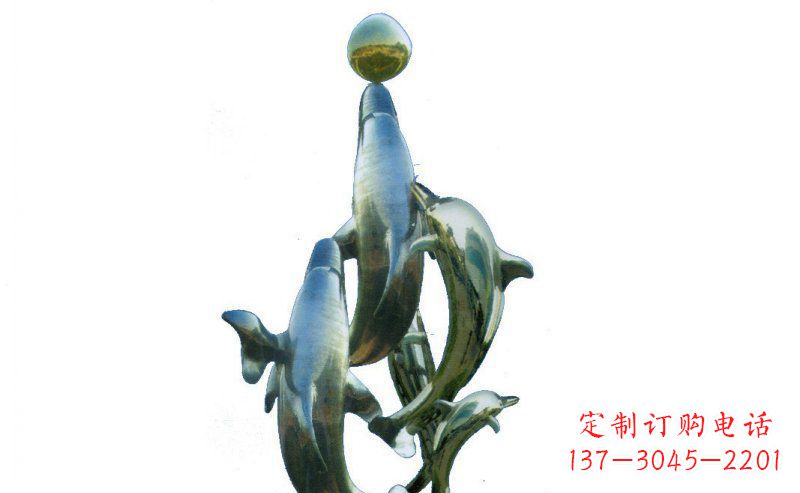 烟台广场海豚不锈钢雕塑 (2)