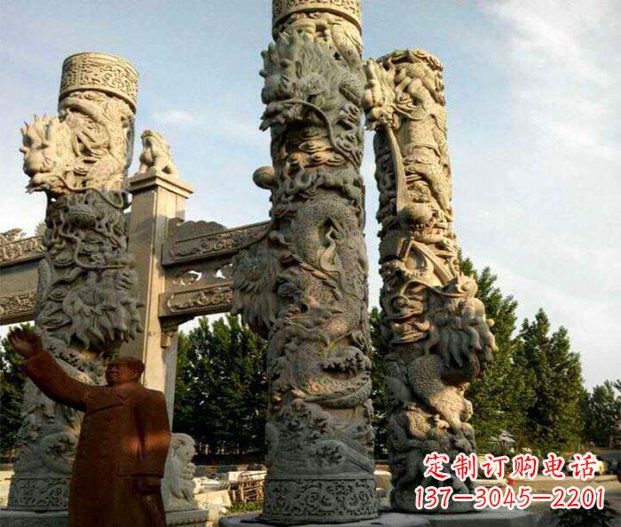 烟台中领雕塑推出的震撼龙柱大理石雕,是一种典…