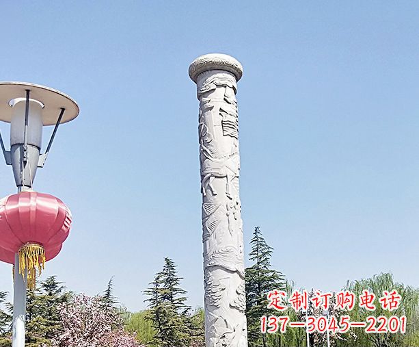 烟台中领雕塑的大理石龙柱石雕