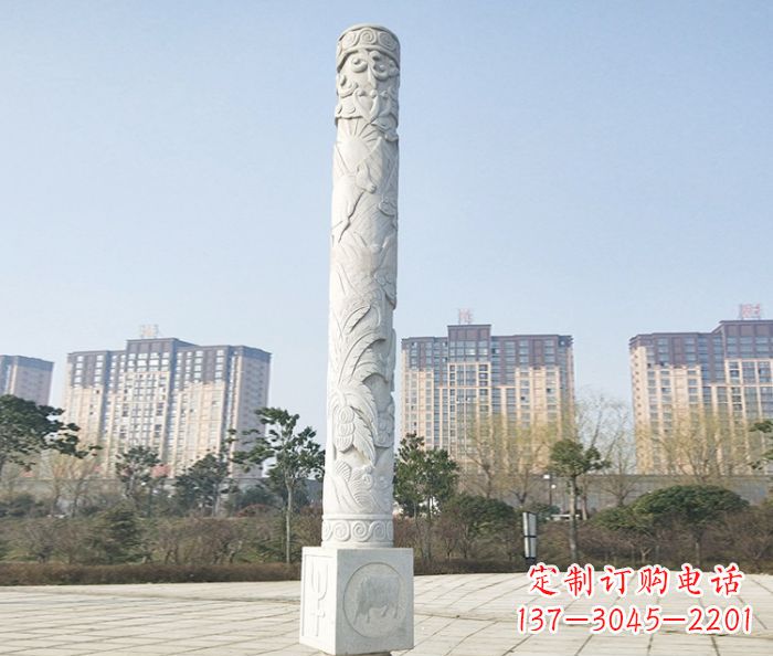 烟台真实而细腻的大理石龙柱石雕