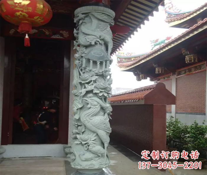 烟台大理石龙柱雕塑，为室内景观带来活力