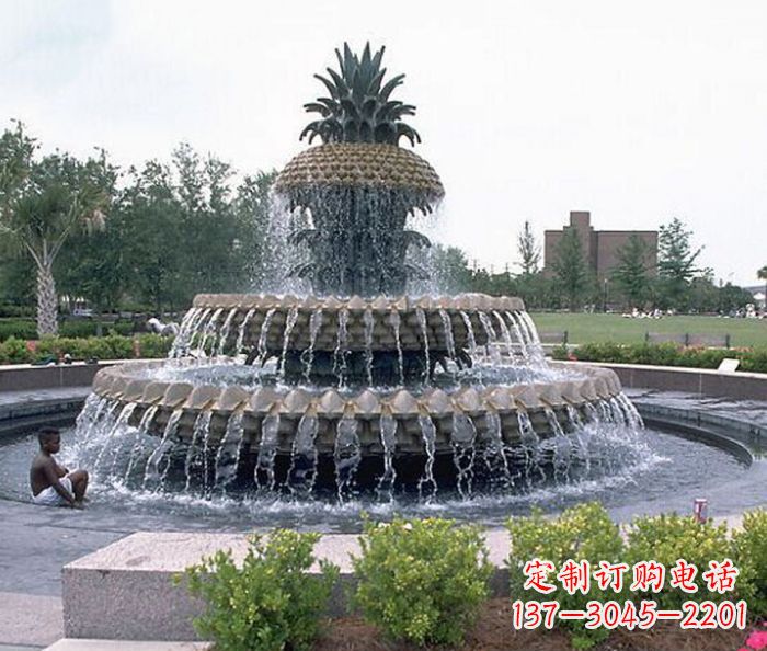烟台广场景观大型菠萝喷泉石雕