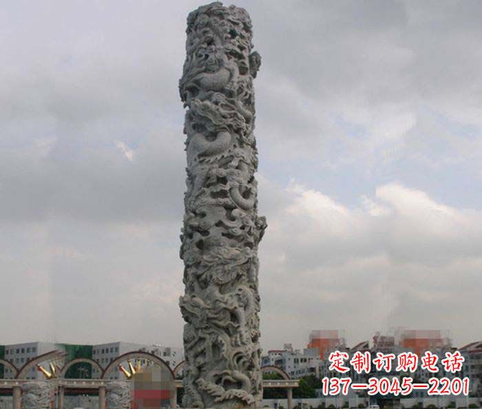 烟台精美仿古盘龙柱石雕