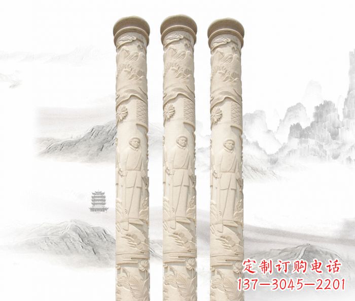 烟台精致大气的汉白玉龙柱雕塑