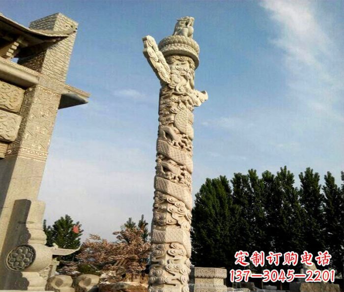 烟台广场景观华表石雕 (2)
