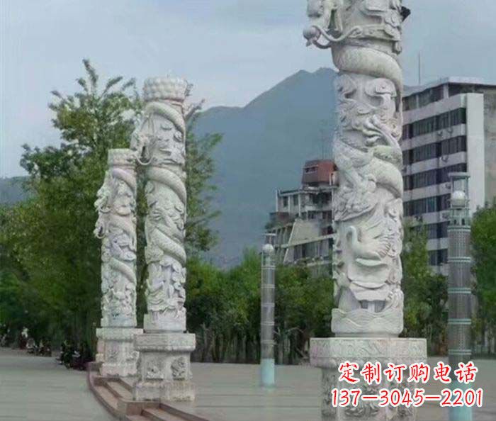 烟台广场景观盘龙柱石雕 (2)