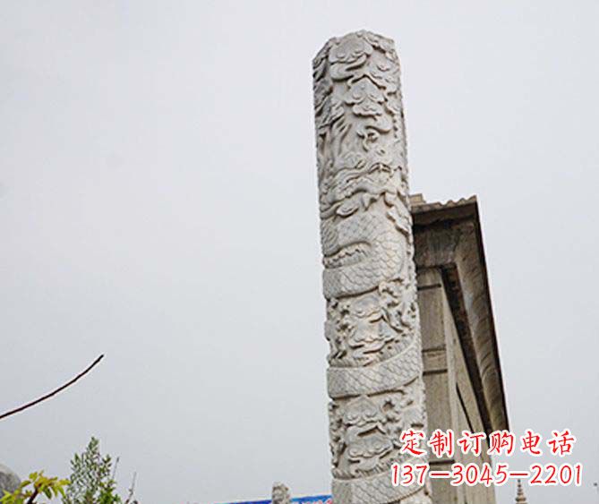烟台广场景观盘龙柱石雕 (3)