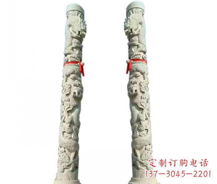 烟台广场景观盘龙柱石雕 (5)