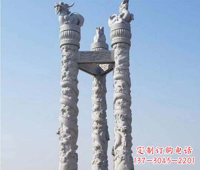 烟台广场景观盘龙柱石雕 (4)