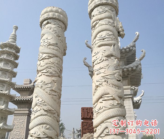 烟台广场景观盘龙柱石雕 (7)