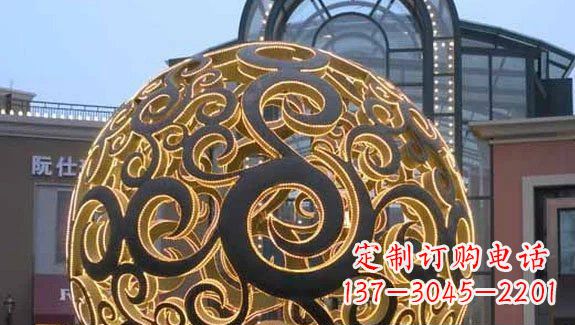 烟台镂空球形喷泉雕塑无锈钢精美装点空间