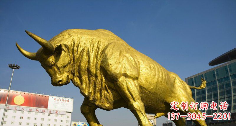 烟台广场牛动物铜雕