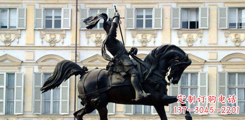 烟台广场骑马的罗马士兵景观铜雕