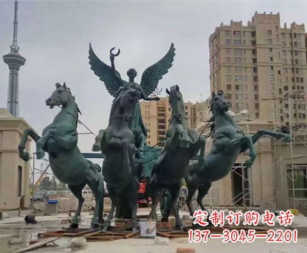 烟台中领雕塑:阿波罗战车铜雕精美华丽