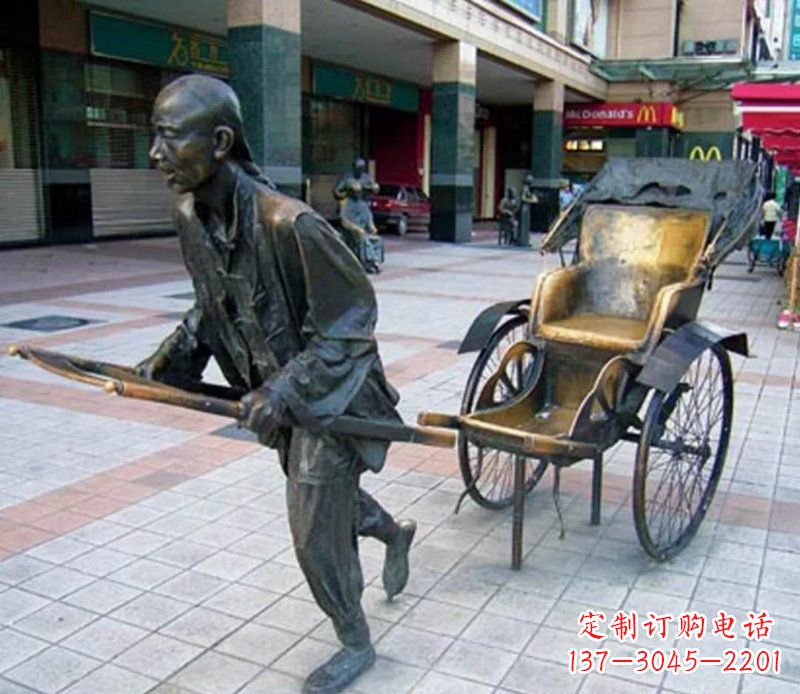 烟台黄包车雕塑,艺术品级的装饰