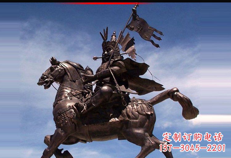 烟台广场铜雕威风将军人物雕塑