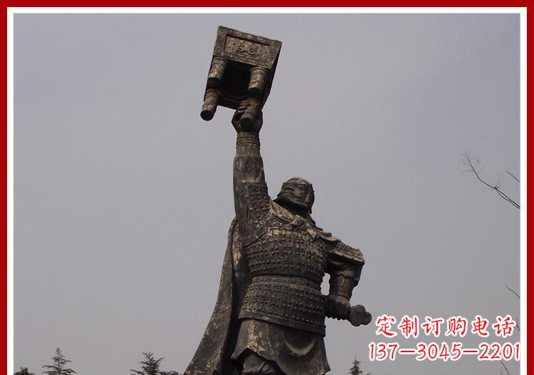 烟台广场铜雕威武将军举鼎人物雕塑