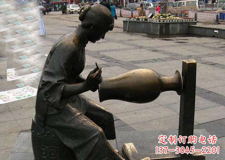 烟台领雕塑铜质花盆雕塑