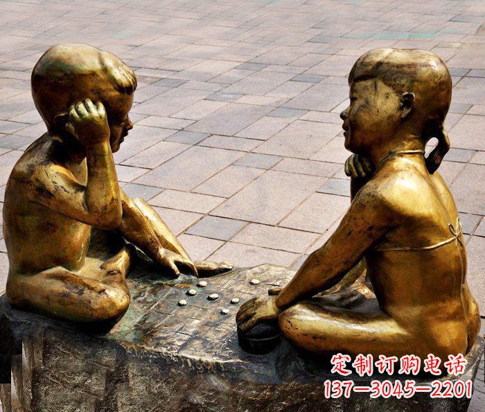 烟台记忆印象:青春小孩铜雕