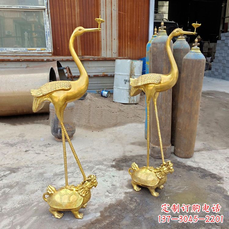 烟台精美的仙鹤铜雕,延年受益