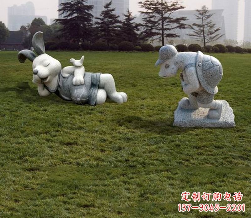 烟台中领雕塑独特的石雕兔子