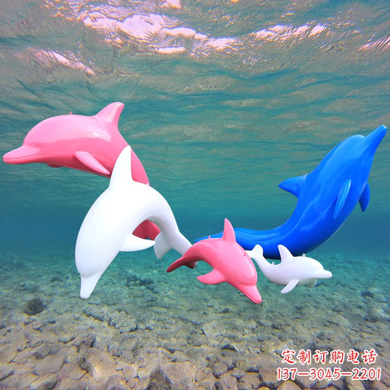 烟台海豚玻璃钢彩绘雕塑