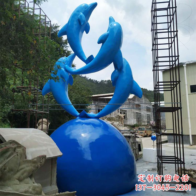 烟台海豚钢筋玻璃景观雕塑