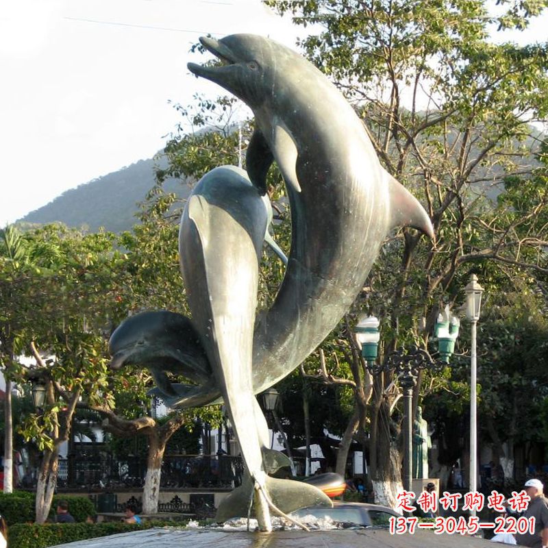 烟台海豚公园铜雕景观动物雕塑