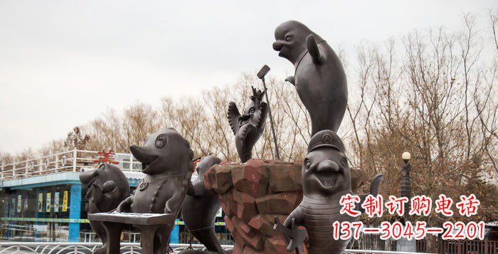 烟台精美铜海豚雕塑,精细雕琢把海豚灵魂融入!