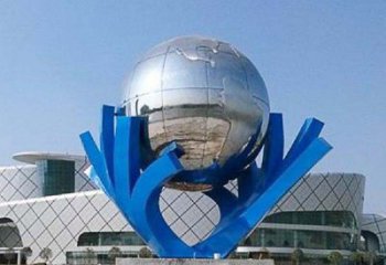 烟台中领雕塑打造把地球握在手中精致不锈钢抽象雕塑