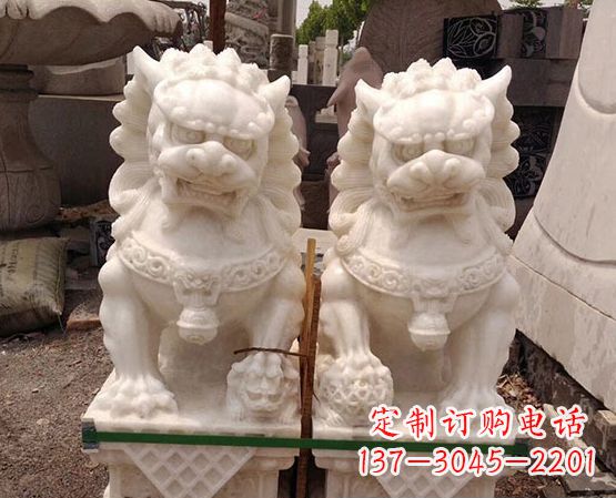 烟台精美手工汉白玉狮子石雕