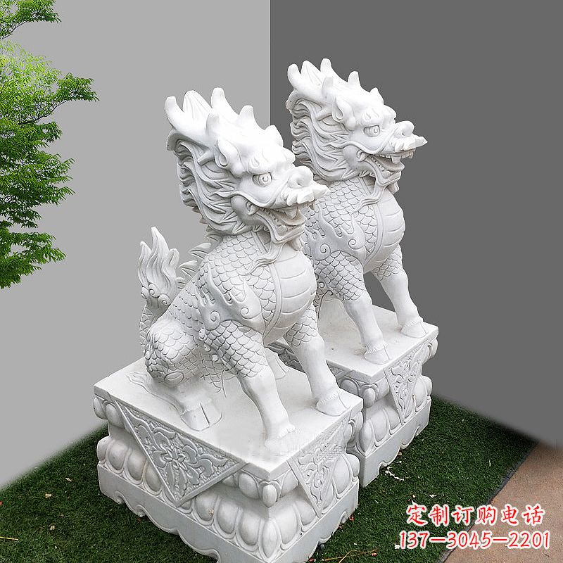 烟台品质出众的汉白玉麒麟大门石雕塑