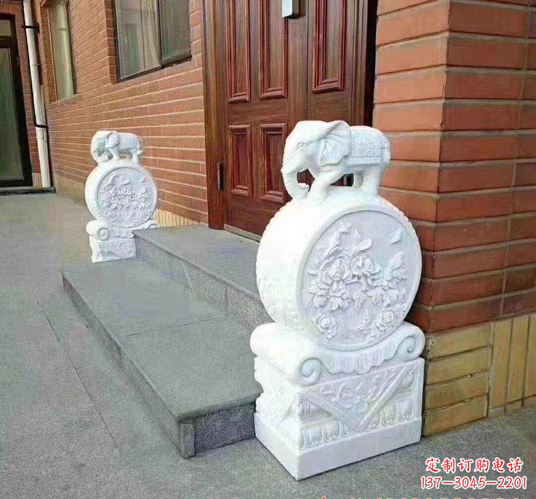 烟台汉白玉大象门墩石雕