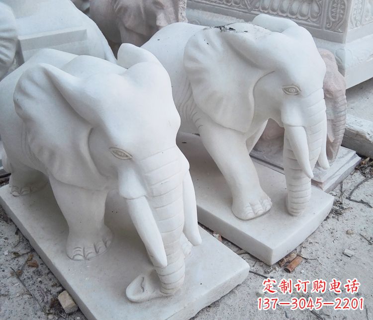 烟台汉白玉大象公园动物石雕