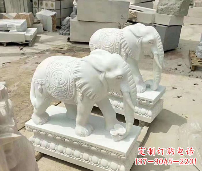 烟台汉白玉大象招财动物石雕