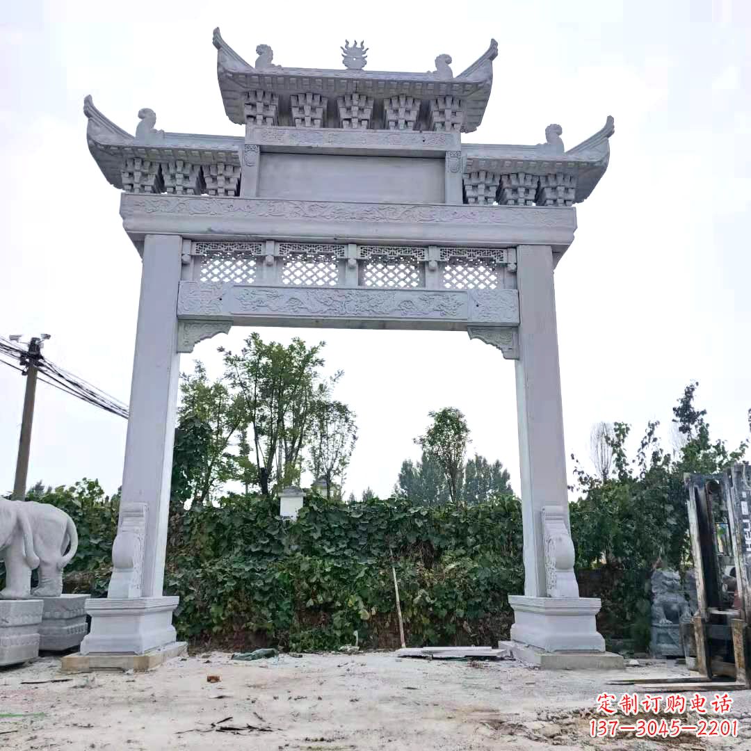 烟台汉白玉单门石牌坊