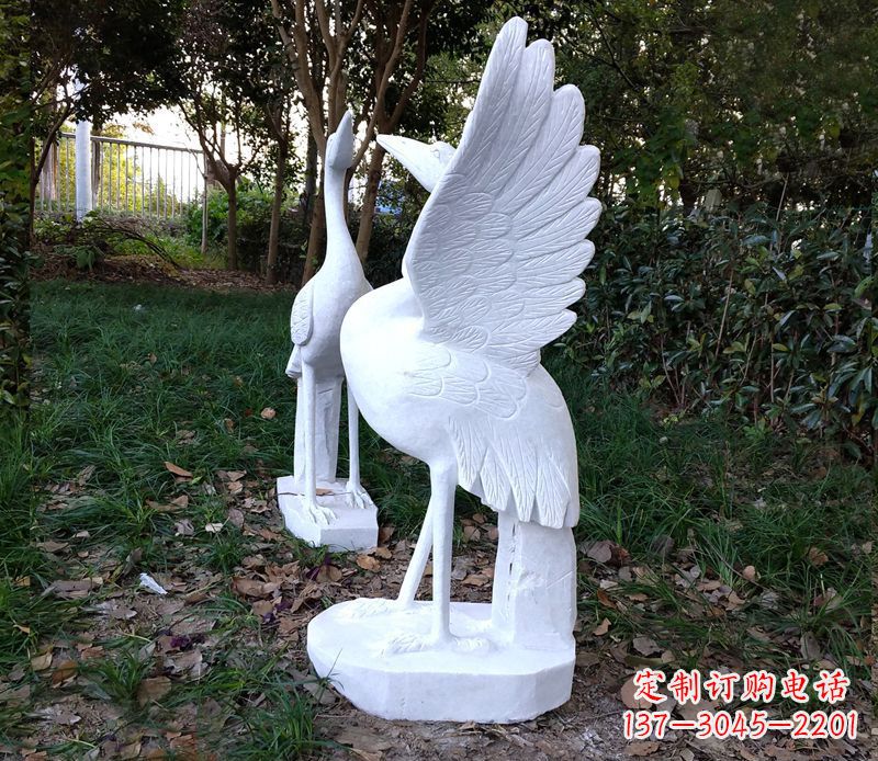 烟台汉白玉丹顶鹤公园石雕