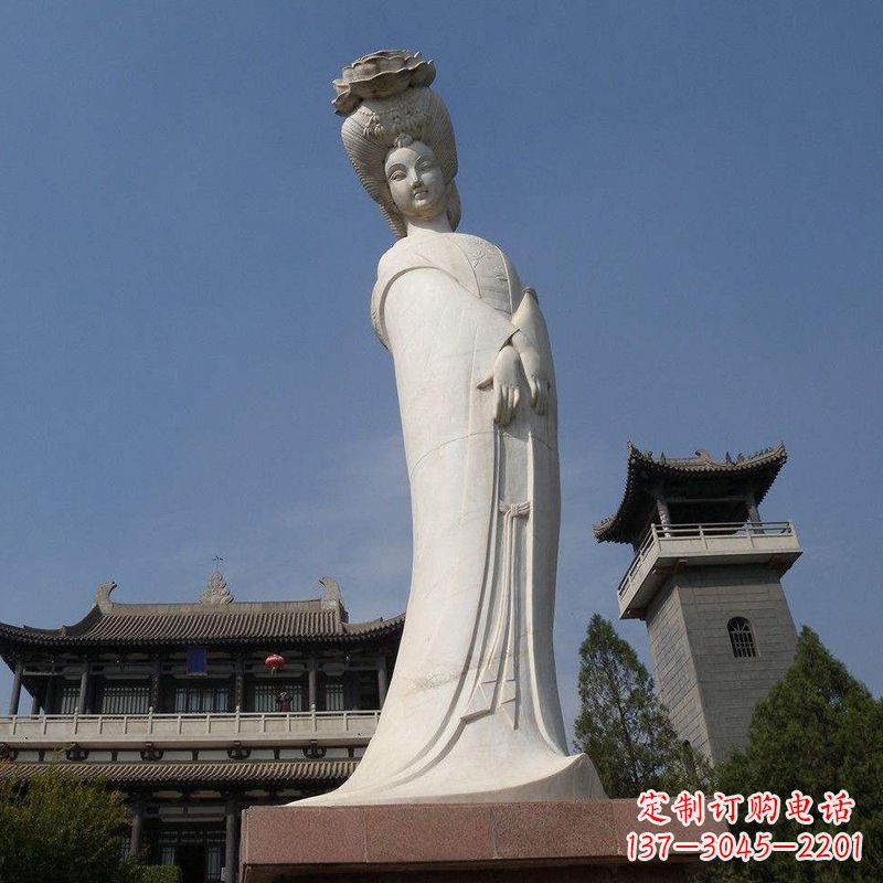 烟台汉白玉贵妃石雕像-唐朝著名美女杨玉环景区人物雕塑