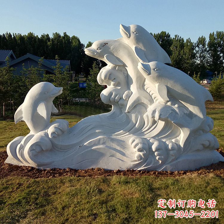 烟台汉白玉海豚雕塑,给您的公园另一种美