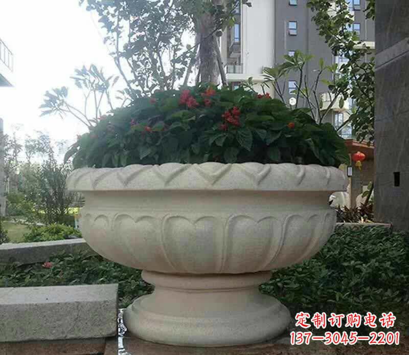 烟台传承艺术美学的汉白玉花盆雕塑