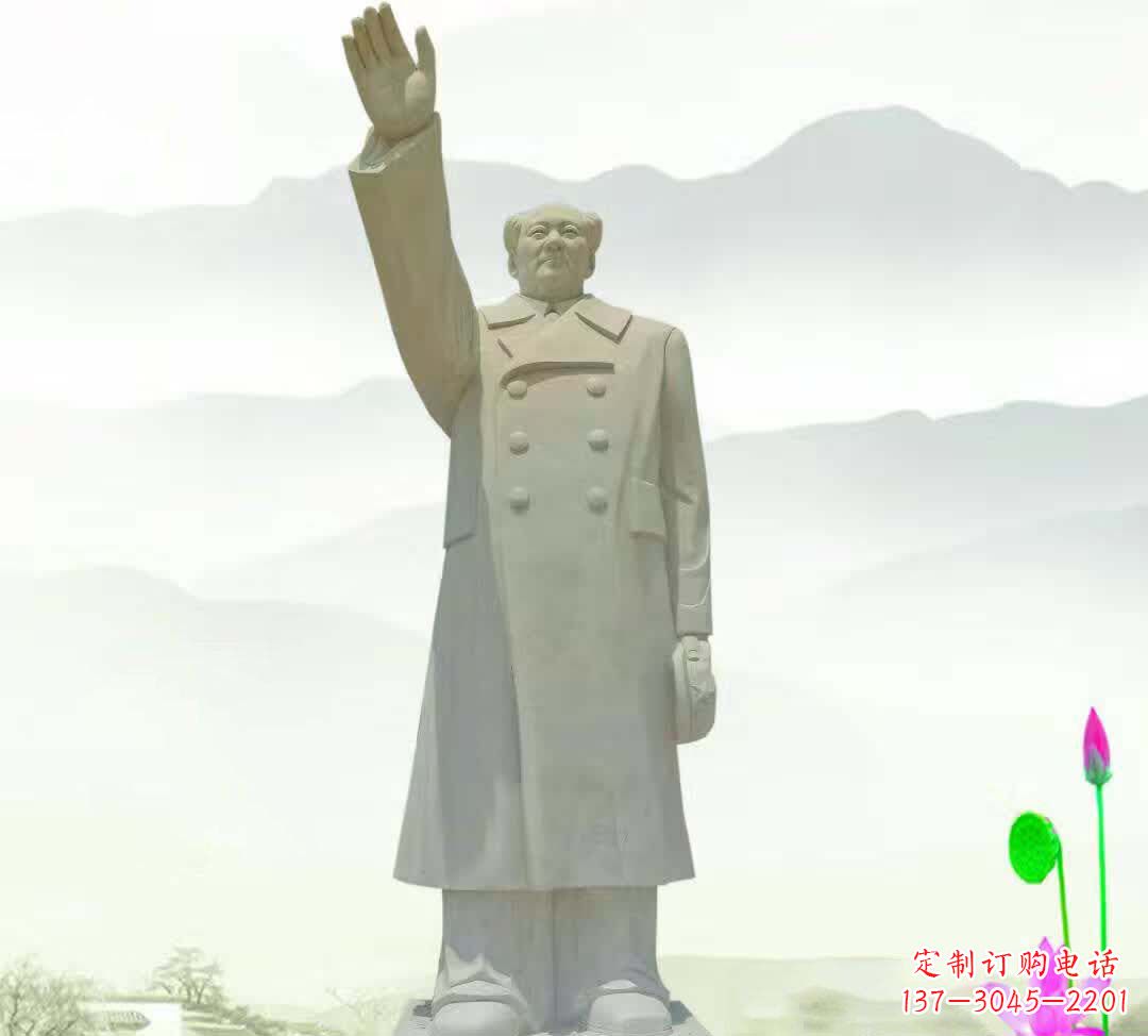 烟台汉白玉打造的毛泽东雕塑