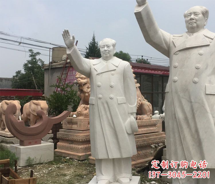 烟台汉白玉挥手的毛主席广场伟人石雕 (2)