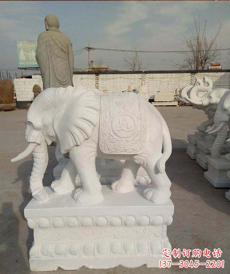 烟台汉白玉大象雕塑是一款新颖、具有吉祥寓意的…