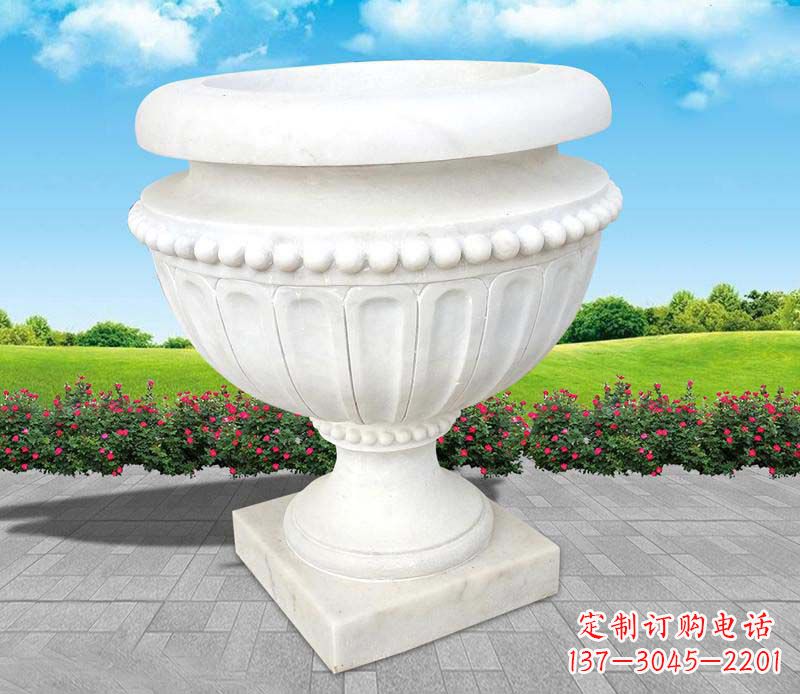 烟台精美汉白玉花盆雕塑