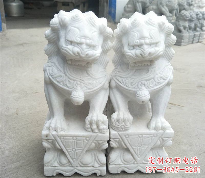 烟台汉白玉酒店吉祥狮子门墩